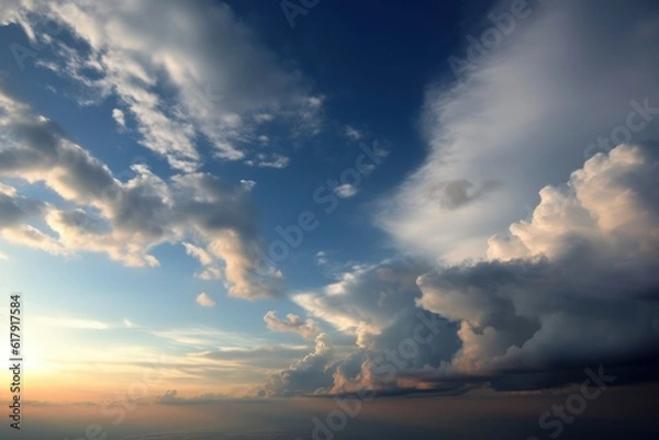 Fototapeta view from the top of the clouds. AI Generated