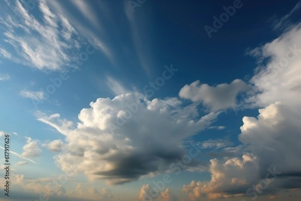Fototapeta the view from the plane reveals white clouds at sunset. AI Generated
