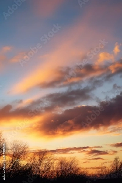 Fototapeta sun rays coming down through a cloudy sky, sunbeams through the clouds. AI Generated