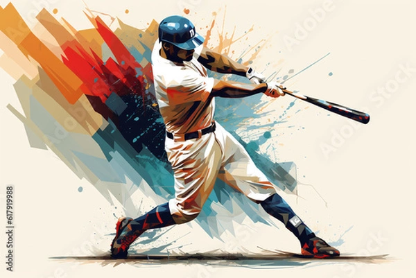 Fototapeta Graphic sketch of a baseball player in motion.