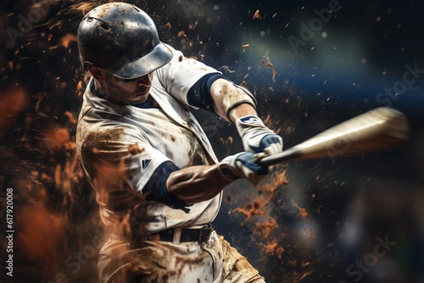 Fototapeta Graphic sketch of a baseball player in motion. 