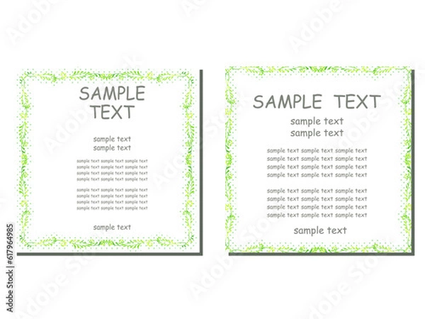 Fototapeta 手描きの植物の、シンプルなイラストフレーム