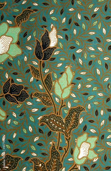 Obraz Fabric with floral batik pattern
