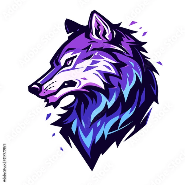 Obraz Wolf head vector art, isolated in white background, simple vector illustration. Design for, stickers, t shirts, game mascot sport logo. Character for sport and gaming logo concept. White background.