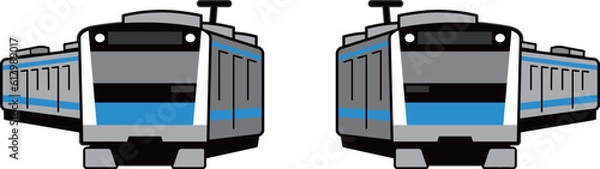 Obraz 青いラインが入った列車