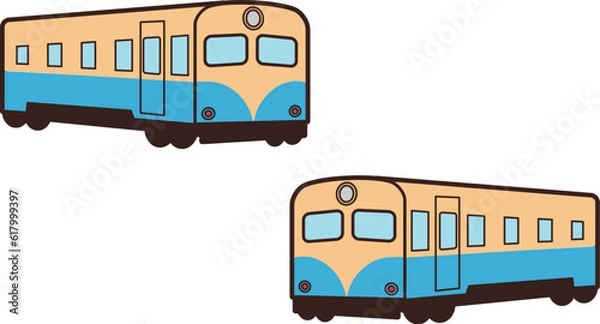 Obraz ブルーのラインが入った気動車