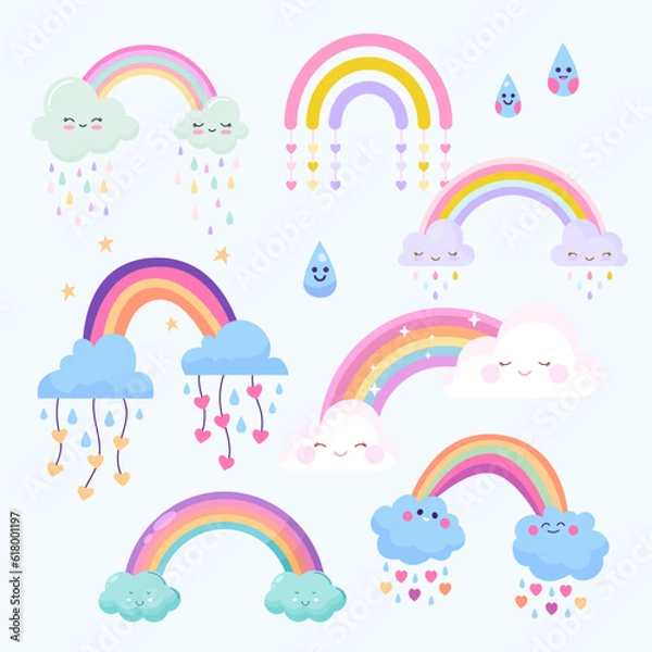 Fototapeta vector flat rainbow de amor decoration element collection