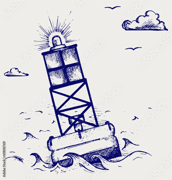 Fototapeta A warning buoy off the coast