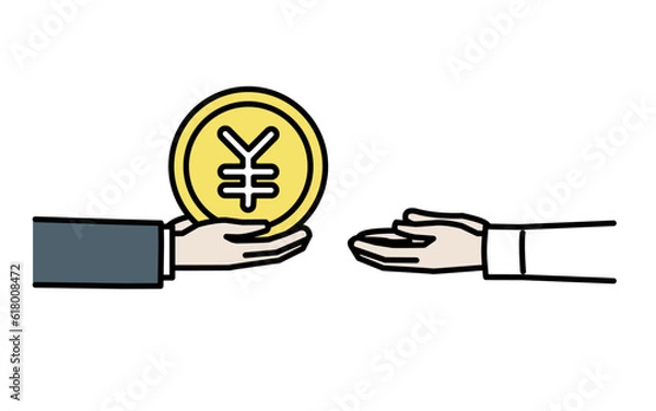 Obraz 給料や報酬、お金を渡すイラスト