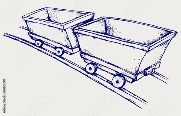 Fototapeta Mining cart. Doodle style
