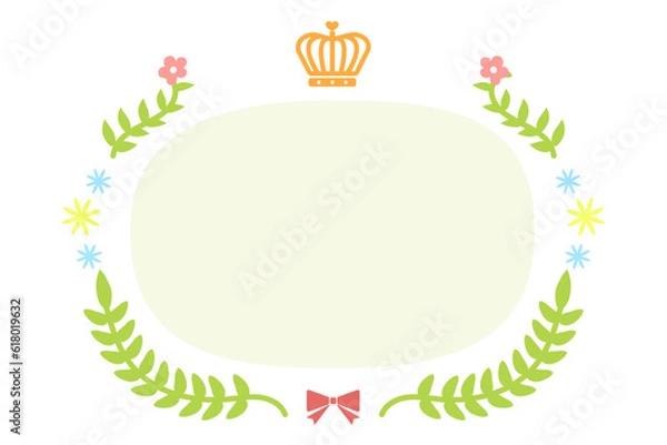Fototapeta 植物と王冠のフレーム（カラー）