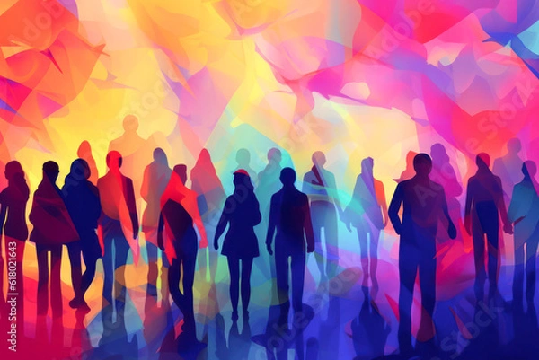 Obraz Graphic illustration of a group of anonymous people