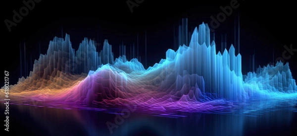 Obraz New age of data visualization. Data science and visual management design concept. Abstract background. Hand edited, generative AI based. 