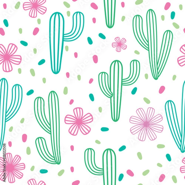 Obraz vector seamless tropical pattern cactus plants 
