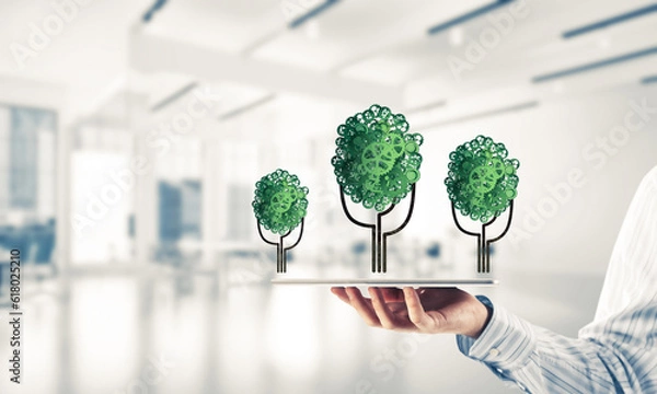 Obraz Eco green environment concept presented by tree as working mechanism or engine