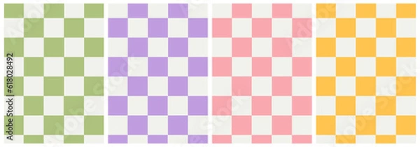 Fototapeta Set of colorful abstract backgrounds.Y2k aesthetic.Vector cards in retro psychedelic style.Groovy backgrounds.