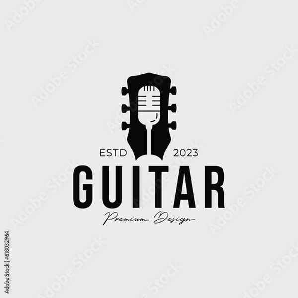 Obraz guitar headstock for music logo or podcast symbol vector illustration design