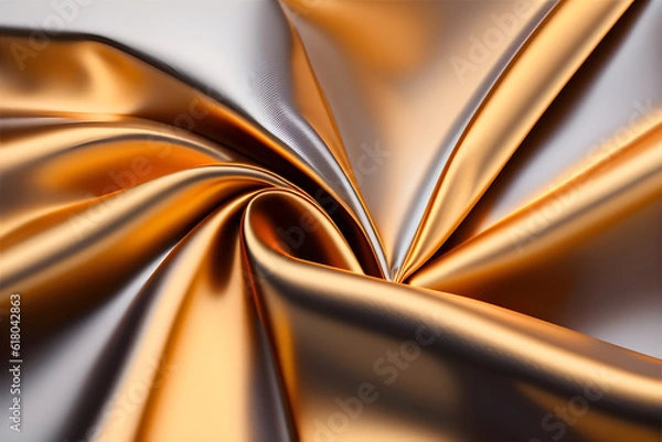Fototapeta Gold silk satin fabric luxury, perfect for design background, Created with generative AI tools