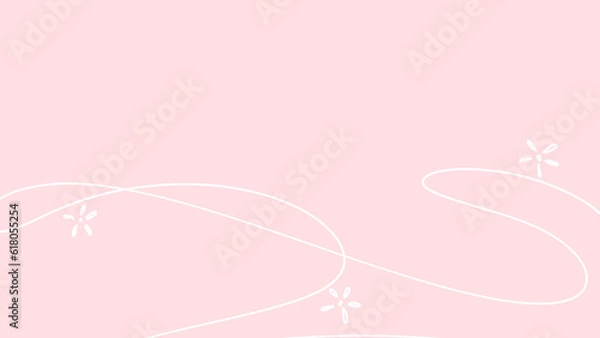 Fototapeta Pink pastel minimal line art background. 