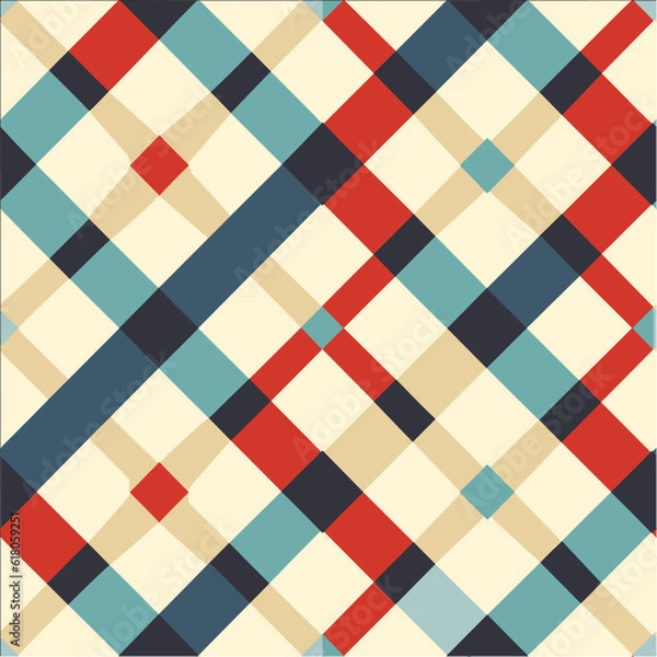 Fototapeta Checkered seamless pattern with vibrant color.