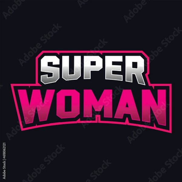 Fototapeta Vector superwoman text logo design, editable template	