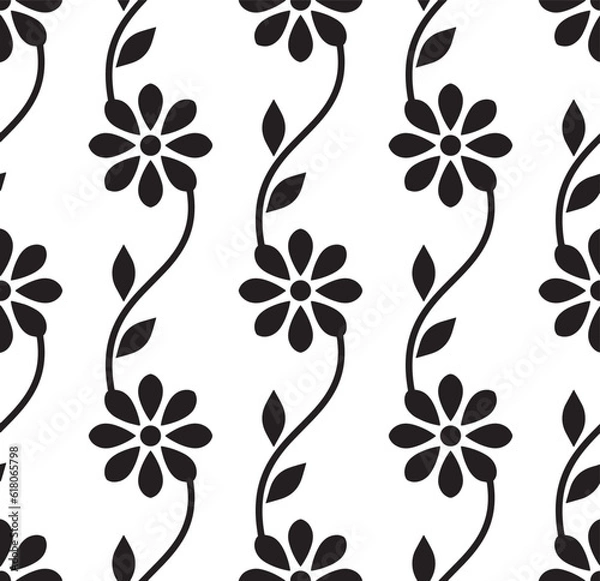 Obraz Black and white floral seamless pattern. 