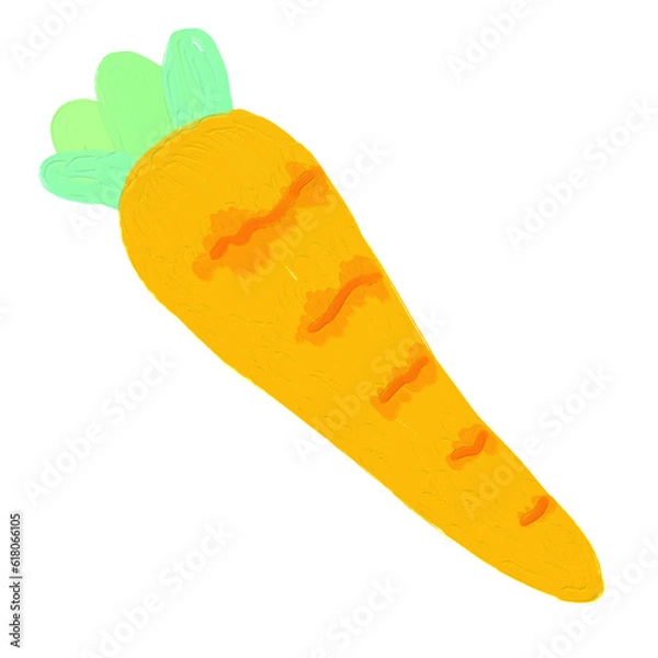 Obraz illustration of carrot draw in cute style with oil brush texture