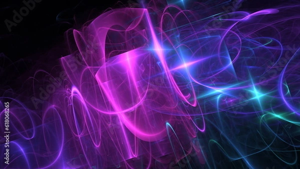 Fototapeta New digital technology background, dark neon light, motion blur, fantastical glow. 3d render