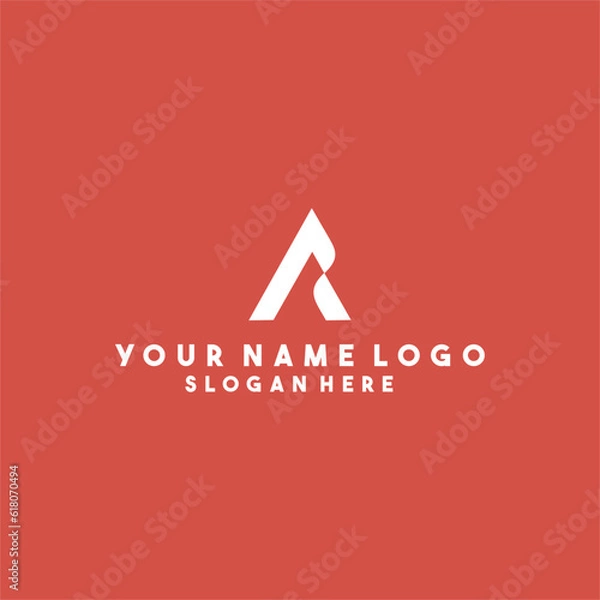 Fototapeta white (A+R) simple logo isolated on red background. good for clothing logo.