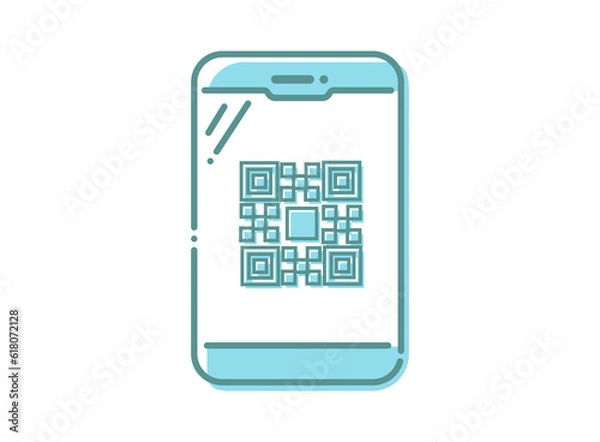 Obraz スマホ　ＱＲコード　青
