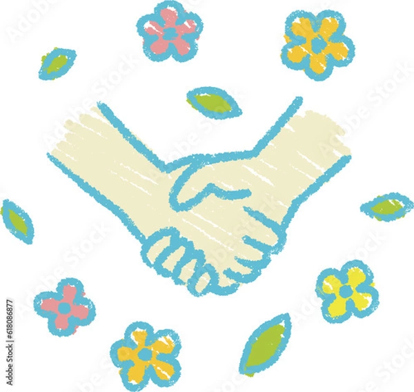 Obraz 握手 クレヨン風