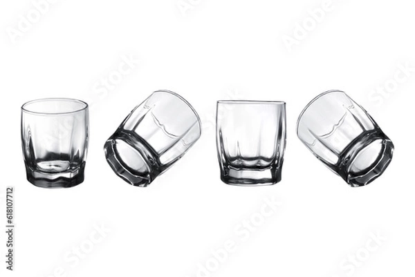 Obraz Empty vodka glasses in different views.