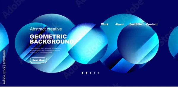 Fototapeta Circles with glossy surface and light and shadow effects abstract background. Template for covers, templates, flyers, placards, brochures, banners