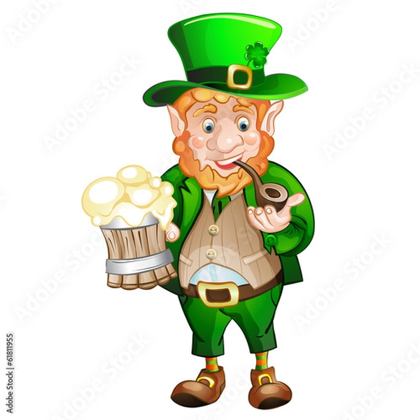 Obraz Cartoon Leprechaun  .  St. Patrick's Day. Drawing style black