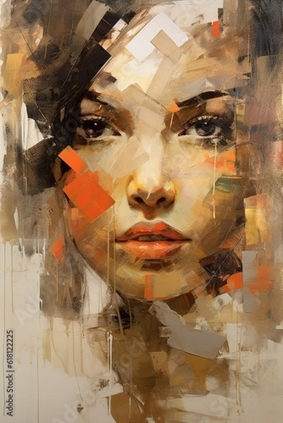 Fototapeta Abstract Art-inspired portrait of a vibrant woman. Surreal portrait of beautiful woman. Colorful hair. Unusual color work. digital art. Illustration of beautiful young woman. Generative Ai.