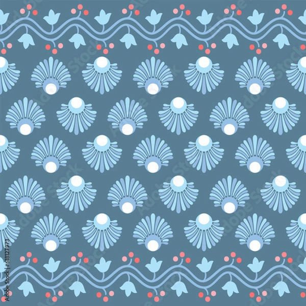 Fototapeta Beautiful seamless vector pattern design for decorative, wallpaper, wrapping paper, fabric, backdrop, shirt, tablecloths, clothes, blankets and other.