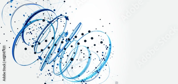 Obraz Template for science and technology presentation. Plexus style background.