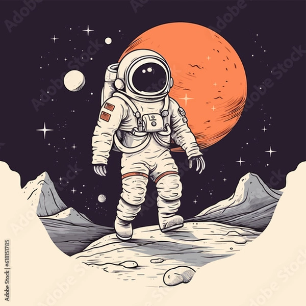 Fototapeta Astronaut walking on the moon