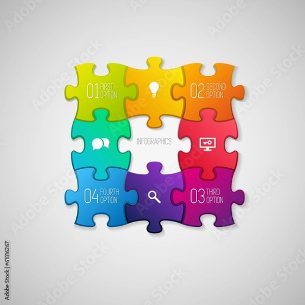 Obraz Simple Infographic puzzle template. Vector illustration for work