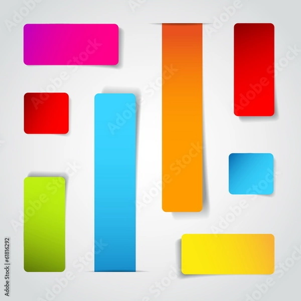 Fototapeta Set of blank rectangle labels with rounded corners