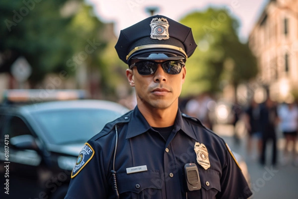 Fototapeta Portrait of police officer in uniform