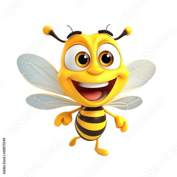 Obraz Bee model 3D cute cartoon die-cut background ,Generative AI