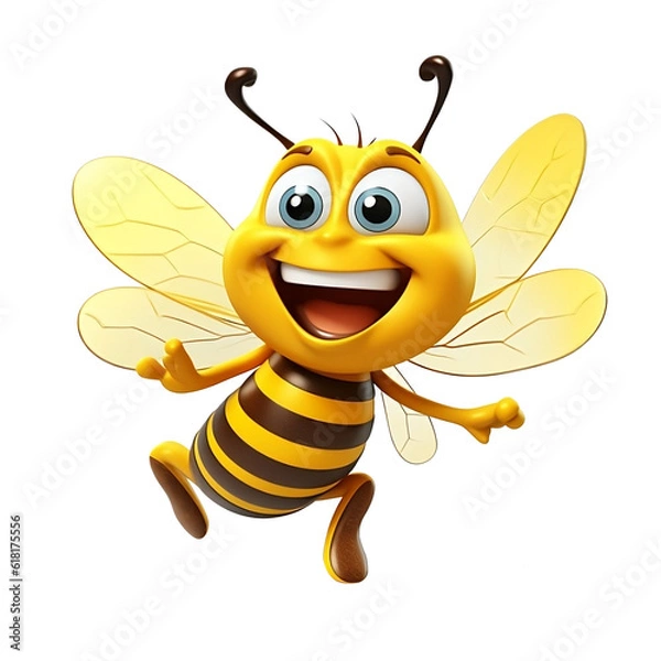 Fototapeta Bee model 3D cute cartoon die-cut background ,Generative AI