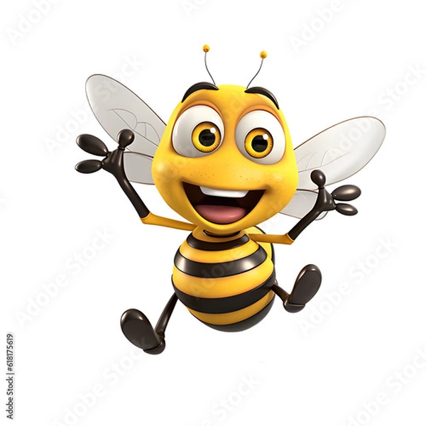 Fototapeta Bee model 3D cute cartoon die-cut background ,Generative AI