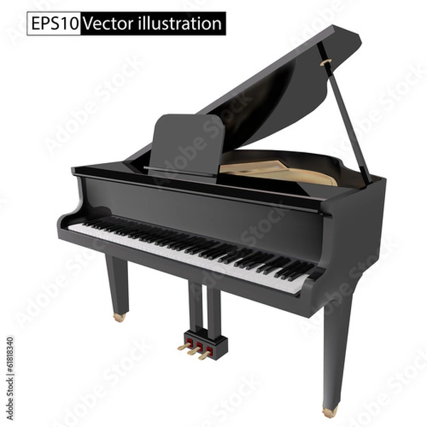 Obraz vector illustration gand piano isolated on White background