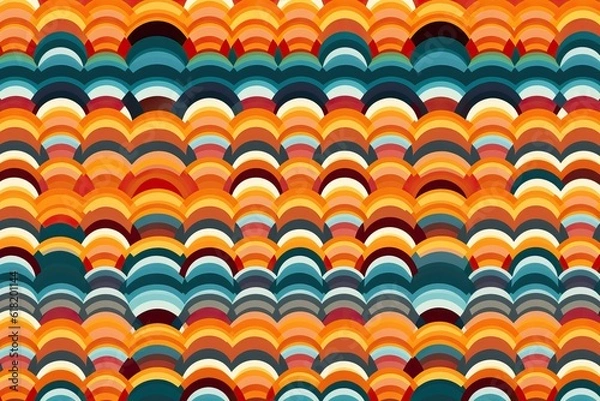 Fototapeta Motif Géométrique Groovy, flat design, minimalist,70s style, IA, génératif, numérique, art, illustration
