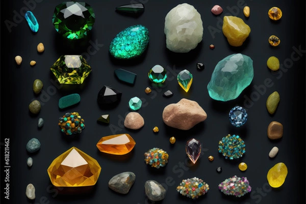 Fototapeta Pebble pattern green white yellow diamonds