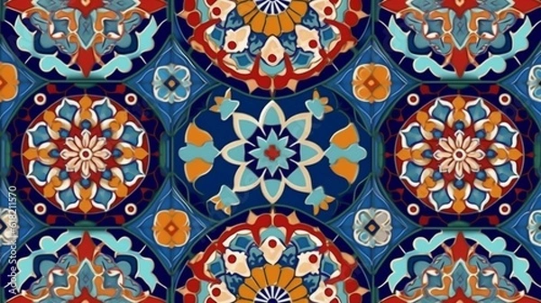 Obraz Colorful seamless pattern islamic background.Abstract.Generative AI