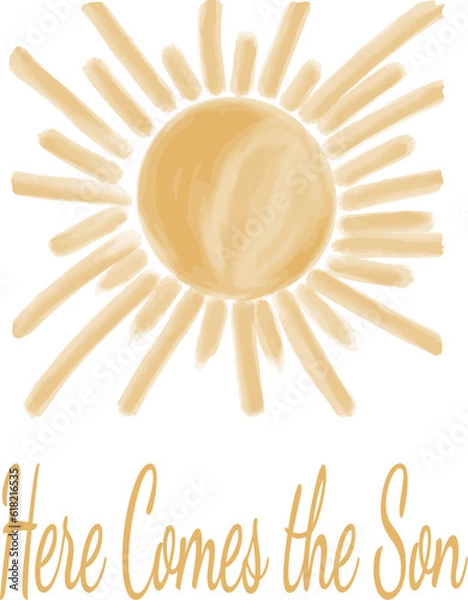 Obraz Here Comes the Son Modern Design for Nursery Room and Baby Shower Party Decor