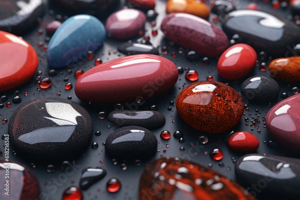 Fototapeta Pebble pattern in red and blue colors